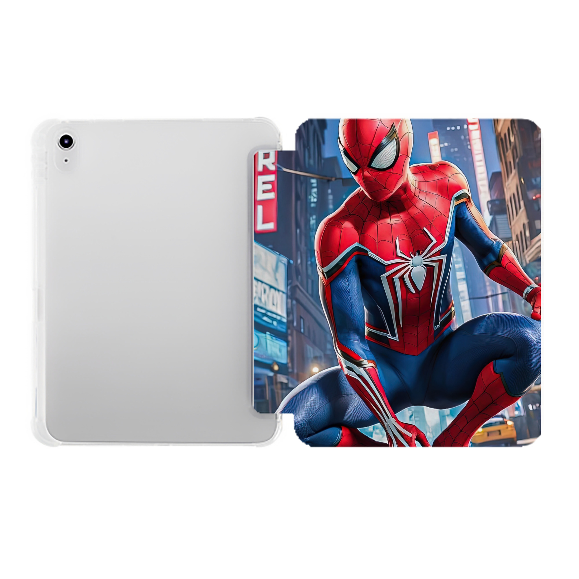 （画像用） Spider Man スパイダーマン IPad ケース ペン収納付き 三つ折りスタンド PUレザー×シリコン 対応機種9.5/10.5/10.9インチ